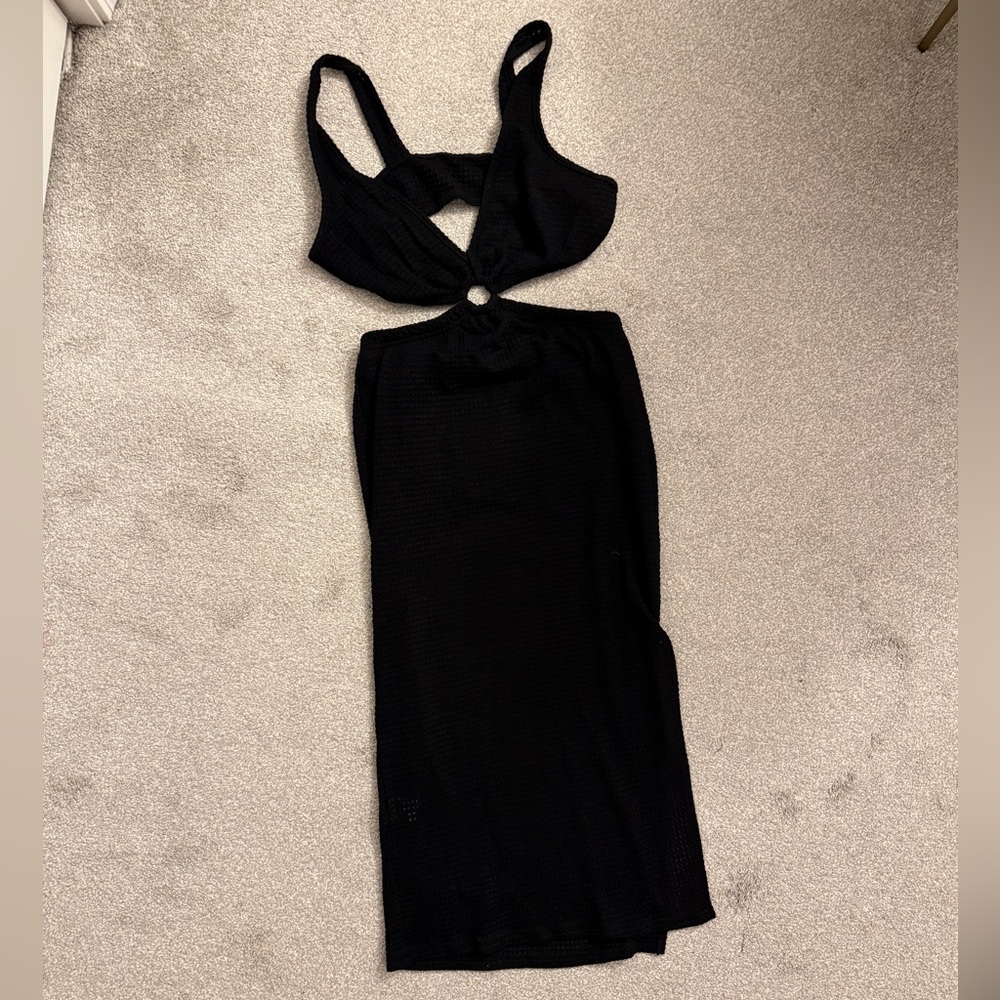 SHEIN Black Cutout Midi Dress